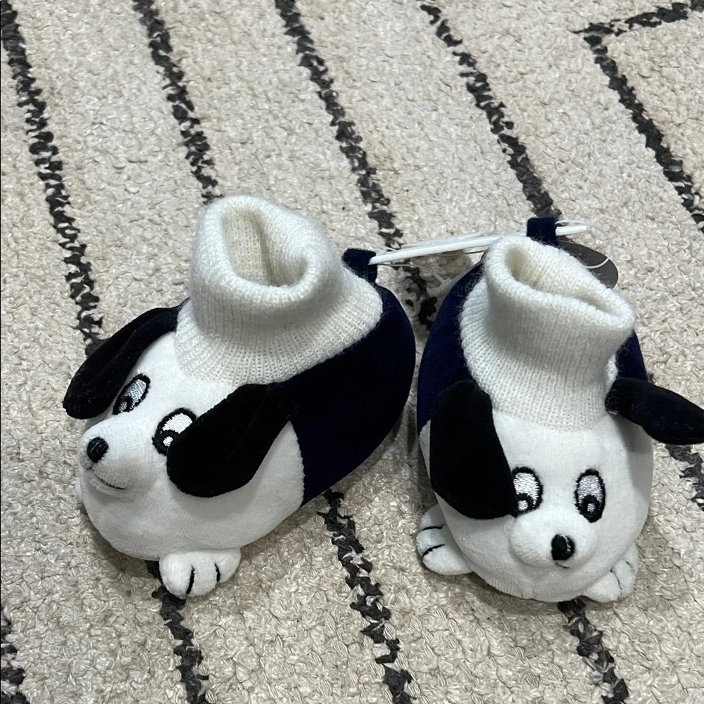 Plush Puppy Baby Booties - White and Navy NWT